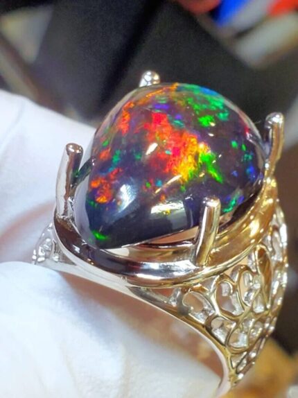 Diamond Oval Opal Ring for Mens 3D Model - 3D Jewelry Designs